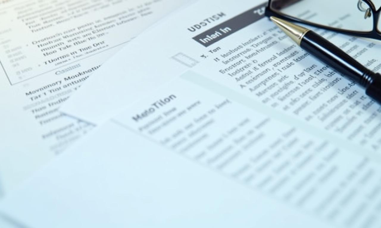 Legal document visual with a pen and glasses, representing careful review of terms