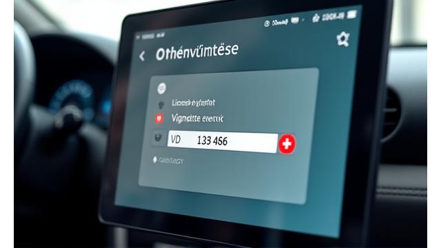 Digital interface showing e-vignette concept with license plate