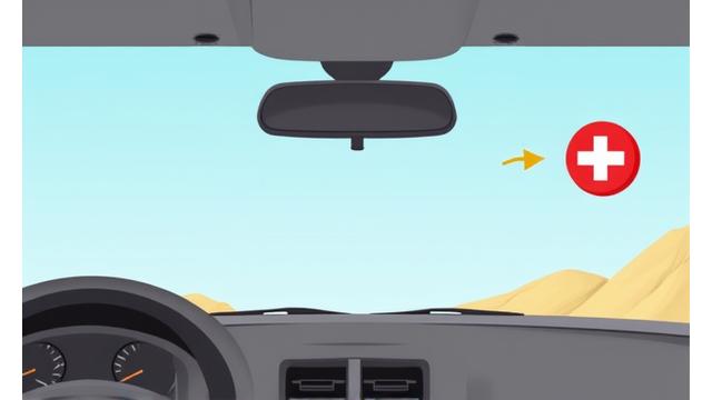 Diagram showing correct placement of Swiss physical vignette on a car windshield