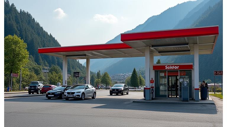 Sign indicating vignette point of sale near a border crossing